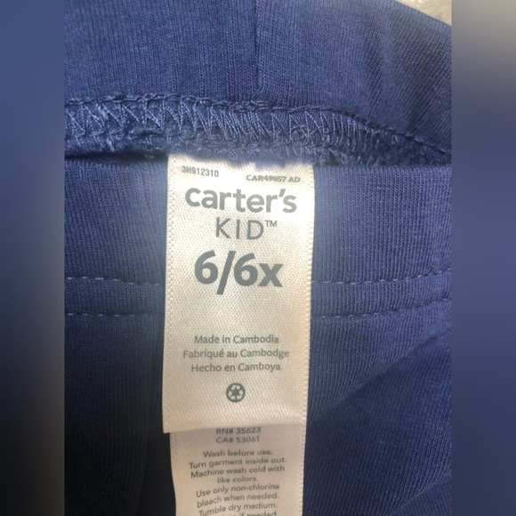 Carter’s Kid navy blue leggings, sizes: 5 and 6/6X (two available) - Picture 3 of 6